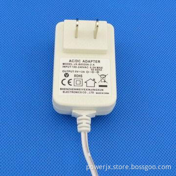 5V 2A White Color USA Plug Switching Power Adapter